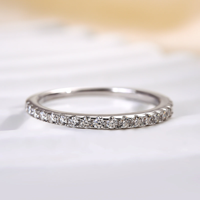 Maxine Moissanite Half Eternity Thin Women's Wedding Band