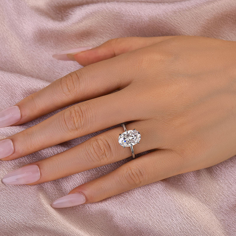 Maxine Classic Moissanite 4.0 Carat Oval Cut Engagement Ring