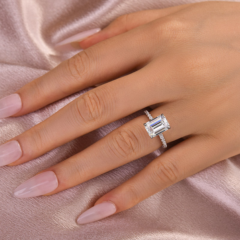 Ahabobo Moissanite 3.5 Carat Emerald Cut Engagement Ring