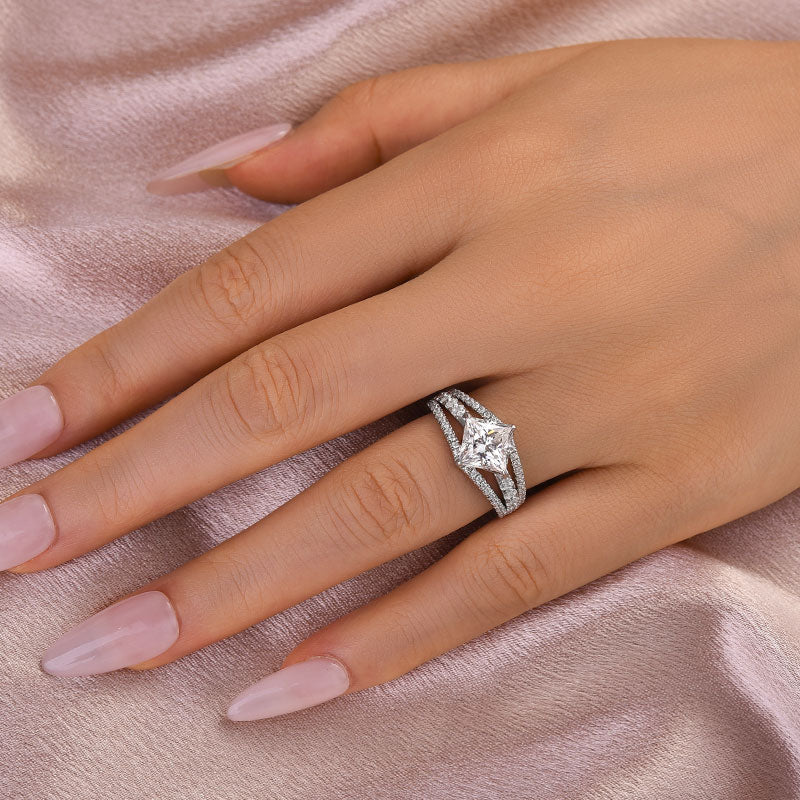 Maxine Moissanite Special 2.0 Carat Square Princess Cut Engagement Ring