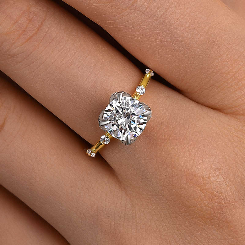 Ahabobo Precious Two-Tone Round Cut Engagement Ring