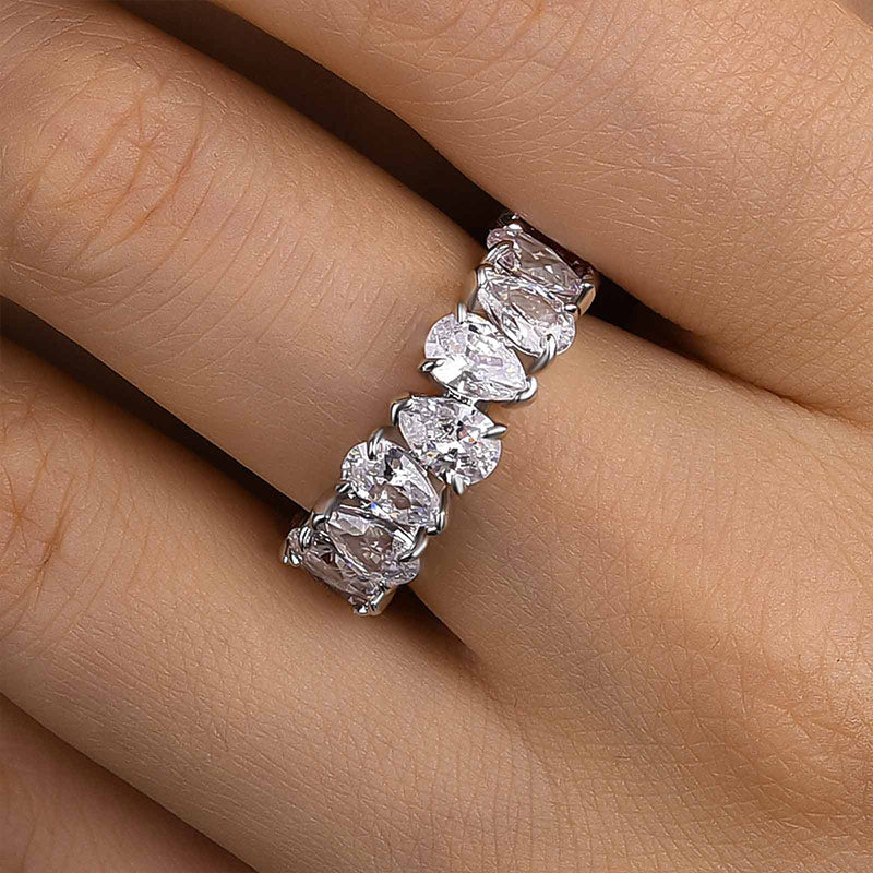 Ahabobo Special Full Pear Cut Women's Wedding Band In Sterling Silver