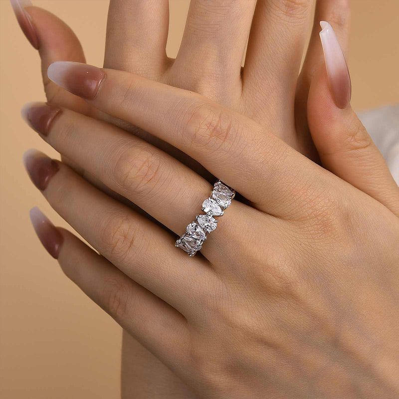 Ahabobo Special Full Pear Cut Women's Wedding Band In Sterling Silver
