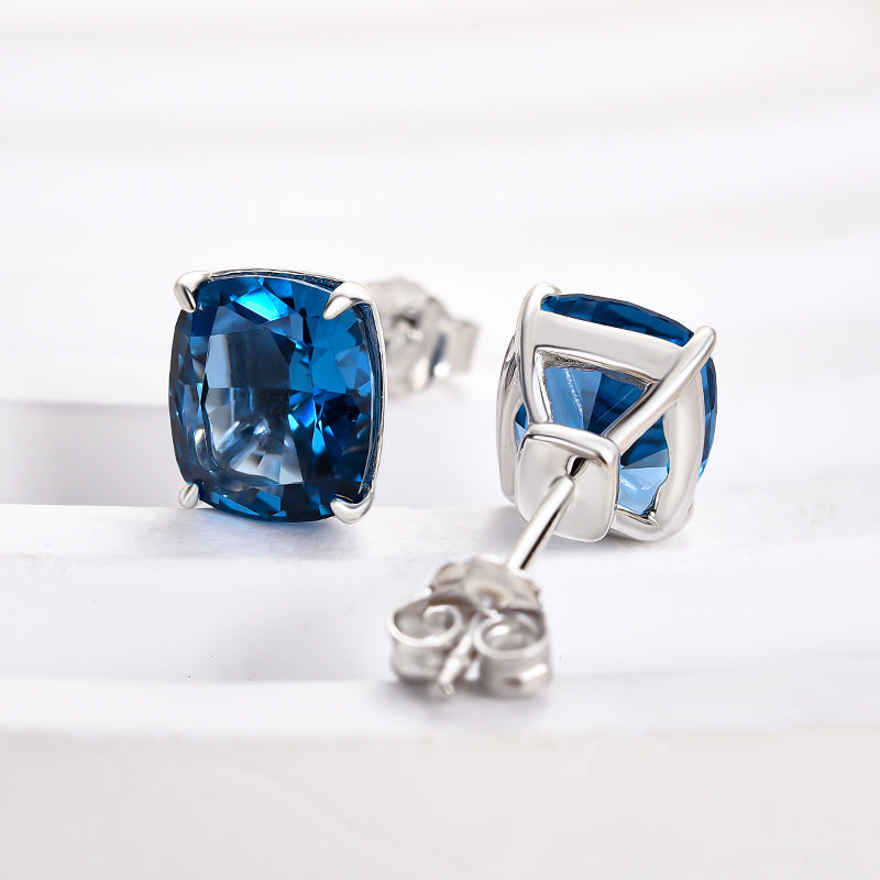 2.0Ct Noble Cushion Cut Montana Blue Sapphire Earrings