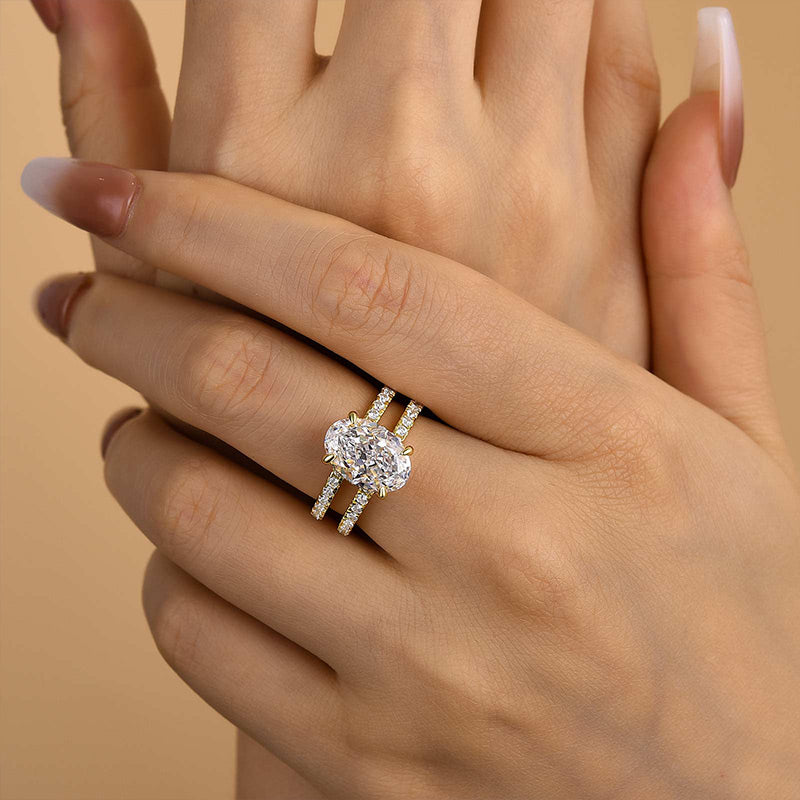 Ahabobo Special Oval Cut Split Shank Design Engagement Ring