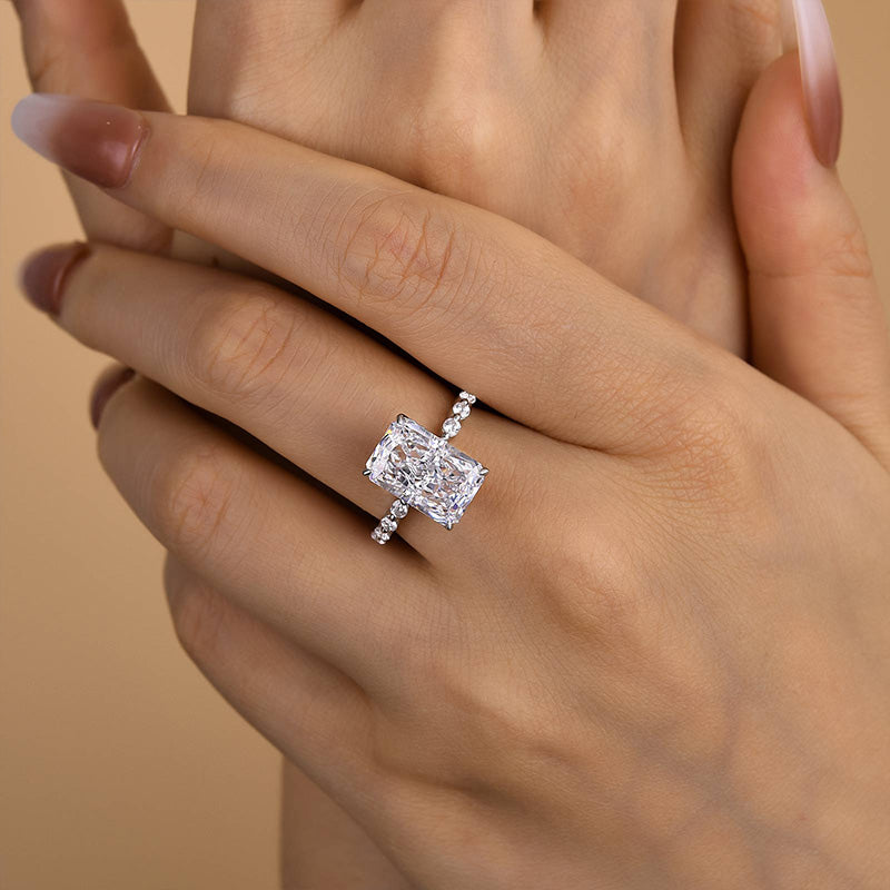 Ahabobo Elegant Radiant Cut Simulated Diamond Engagement Ring