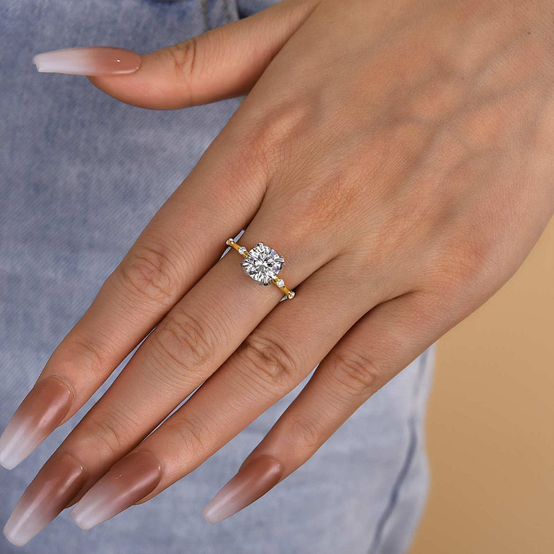 Ahabobo Precious Two-Tone Round Cut Engagement Ring