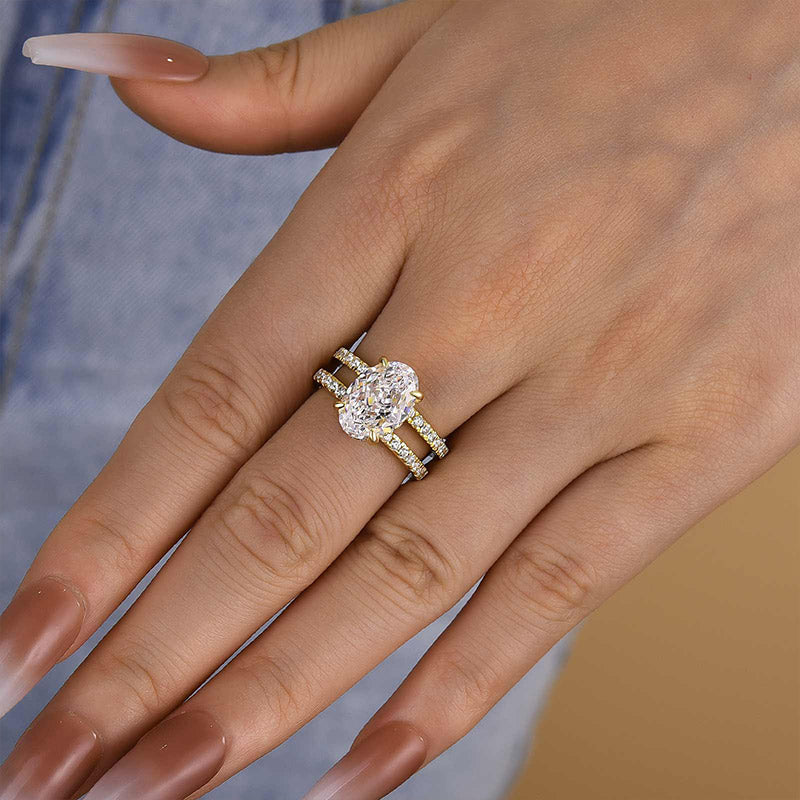 Ahabobo Special Oval Cut Split Shank Design Engagement Ring