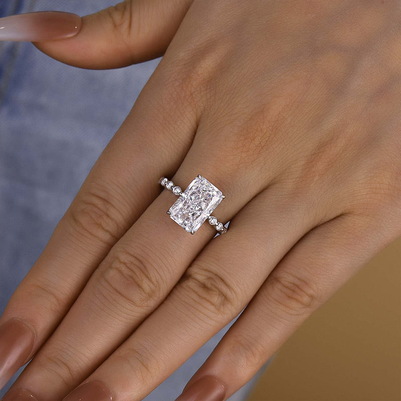Ahabobo Elegant Radiant Cut Simulated Diamond Engagement Ring