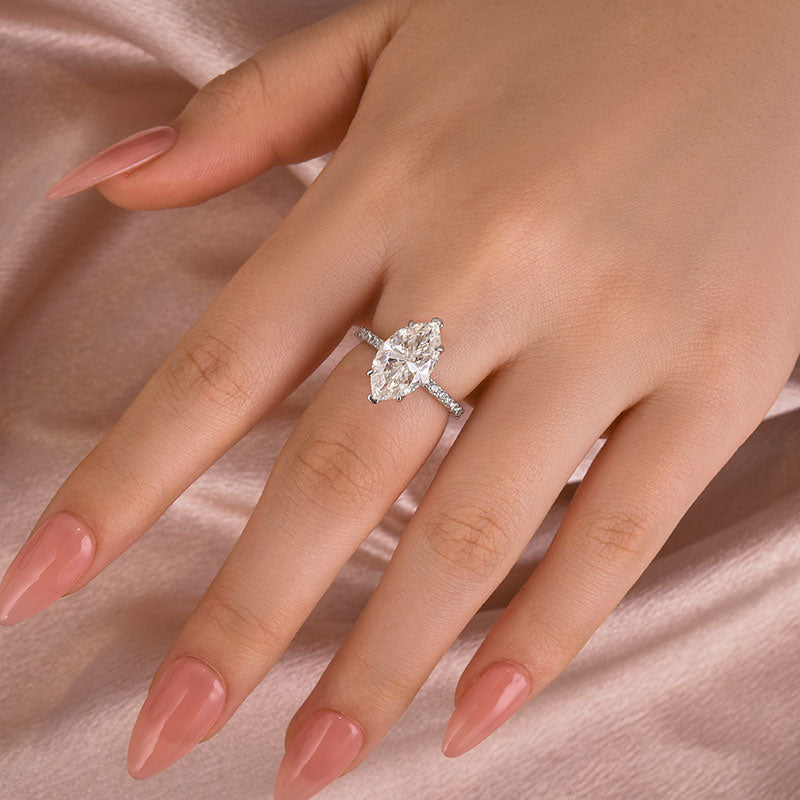 Ahabobo Moissanite 4.0 Ct Marquise Cut Engagement Ring For Women
