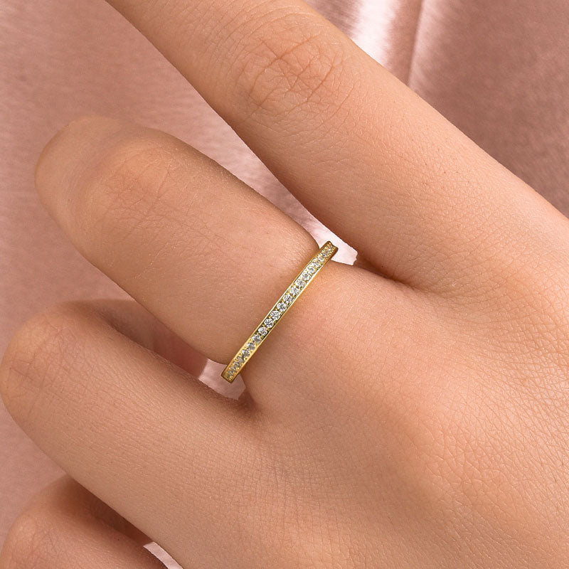 Ahabobo Moissanite Yellow Gold Channel Set Half Wedding Band