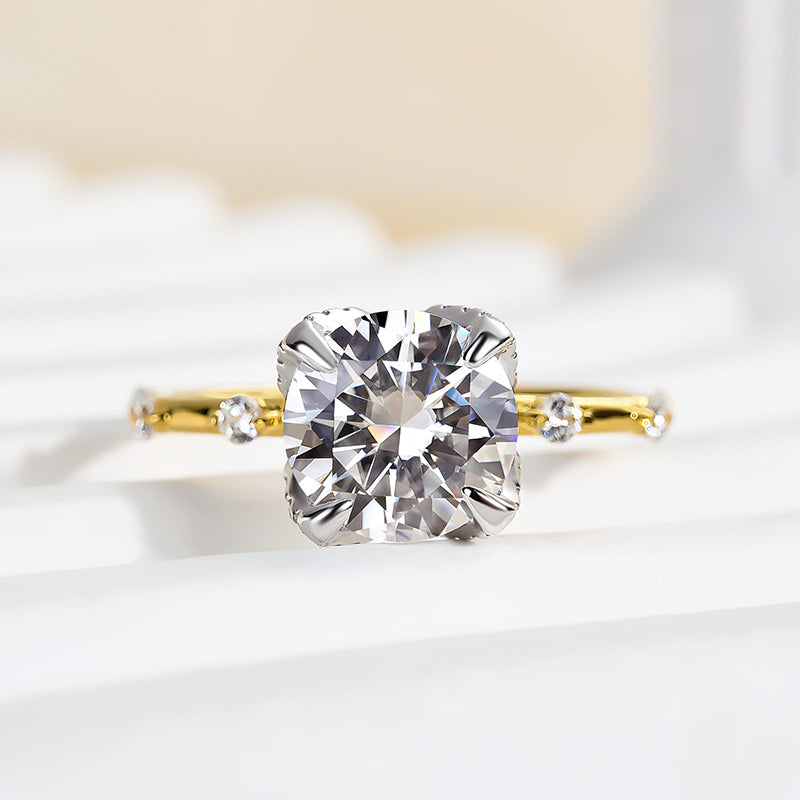 Ahabobo Precious Two-Tone Round Cut Engagement Ring