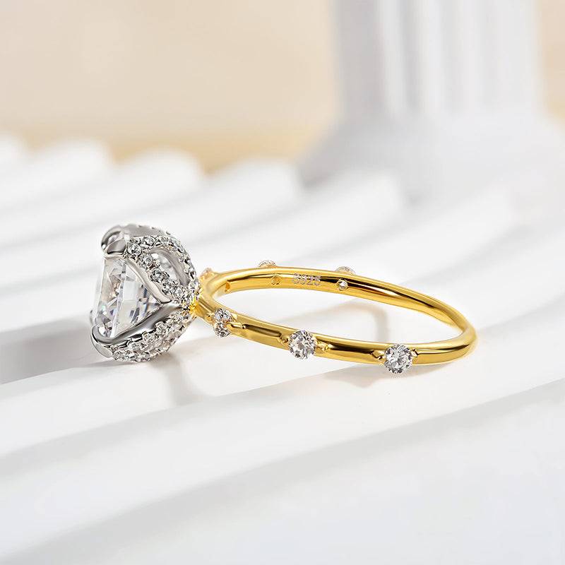 Ahabobo Precious Two-Tone Round Cut Engagement Ring