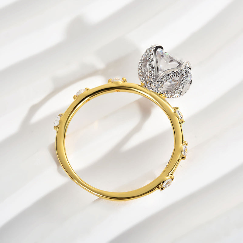 Ahabobo Precious Two-Tone Round Cut Engagement Ring