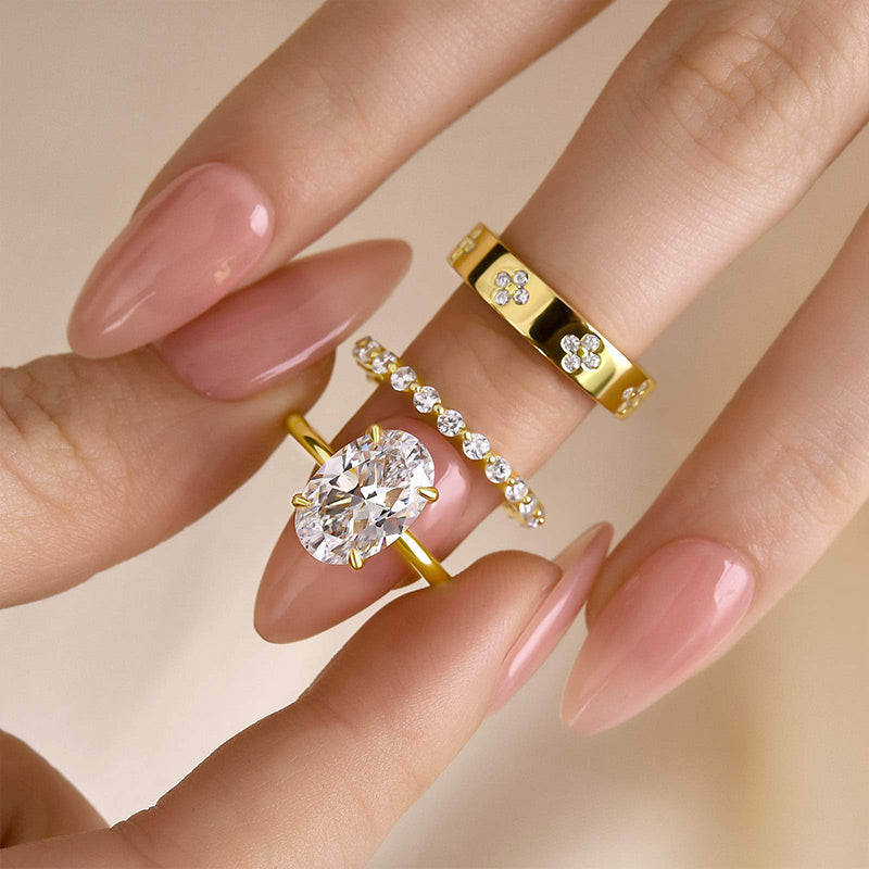 Ahabobo Noble Oval Cut 3PC Ring Set For Women