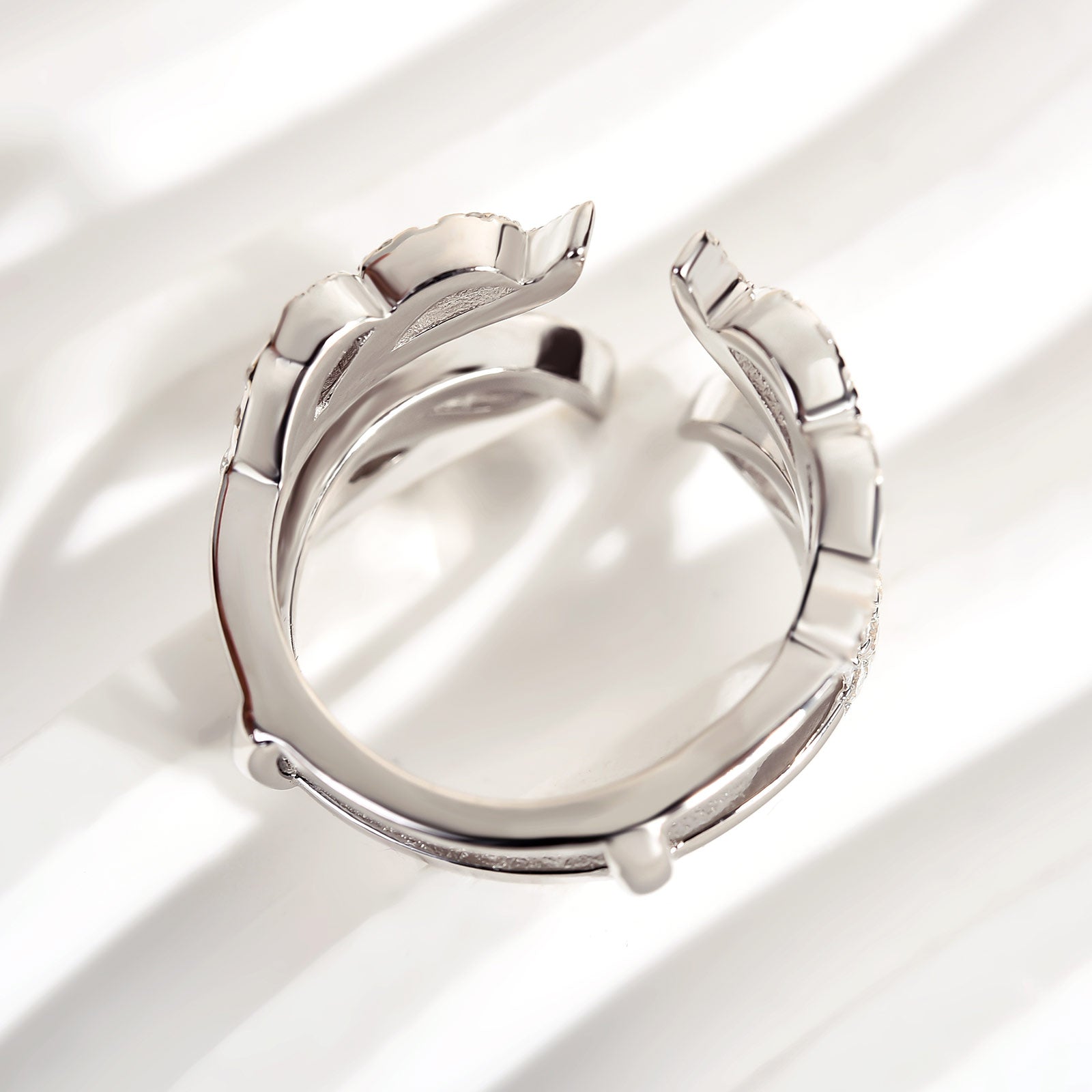 Ahabobo Unique White Gold Open Wedding Band In Sterling Silver