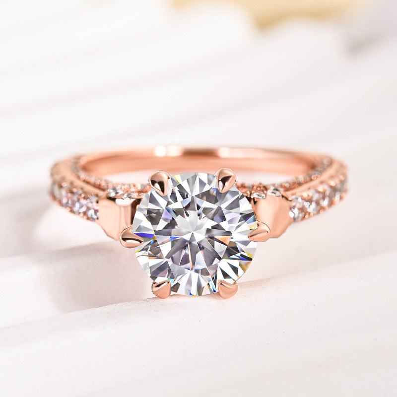 Maxine Moissanite Bow Base Design 2.0 Carat Round Cut Engagement Ring