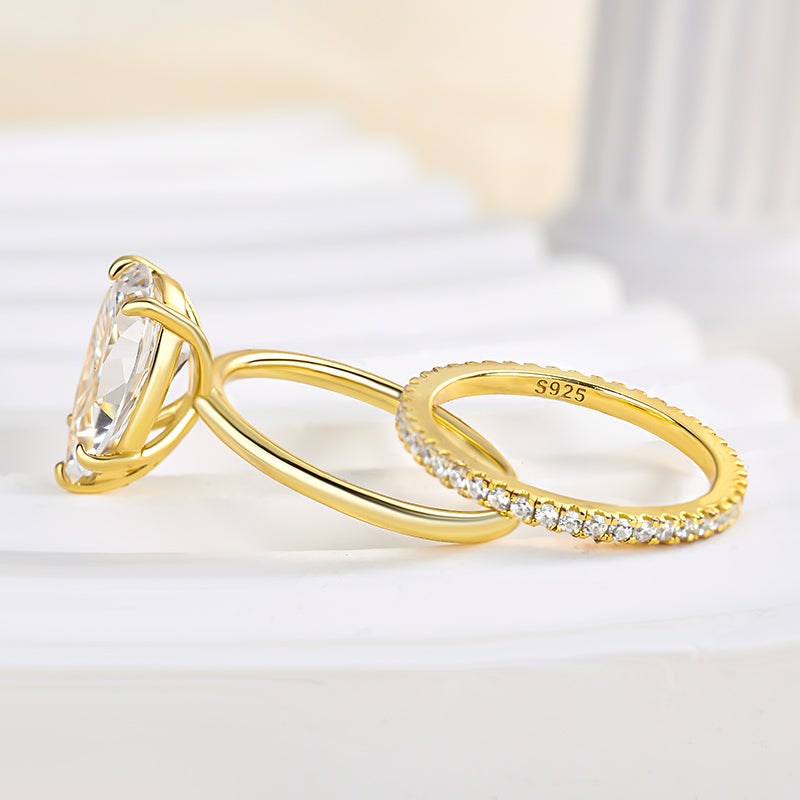 Lovely 3.5Ct Pear Cut Wedding Ring Set In Sterling Silver