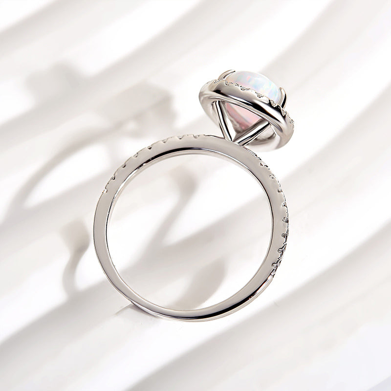Ahabobo Unique 2.2 CT Simulated Diamond Pear Cut Halo Engagement Ring