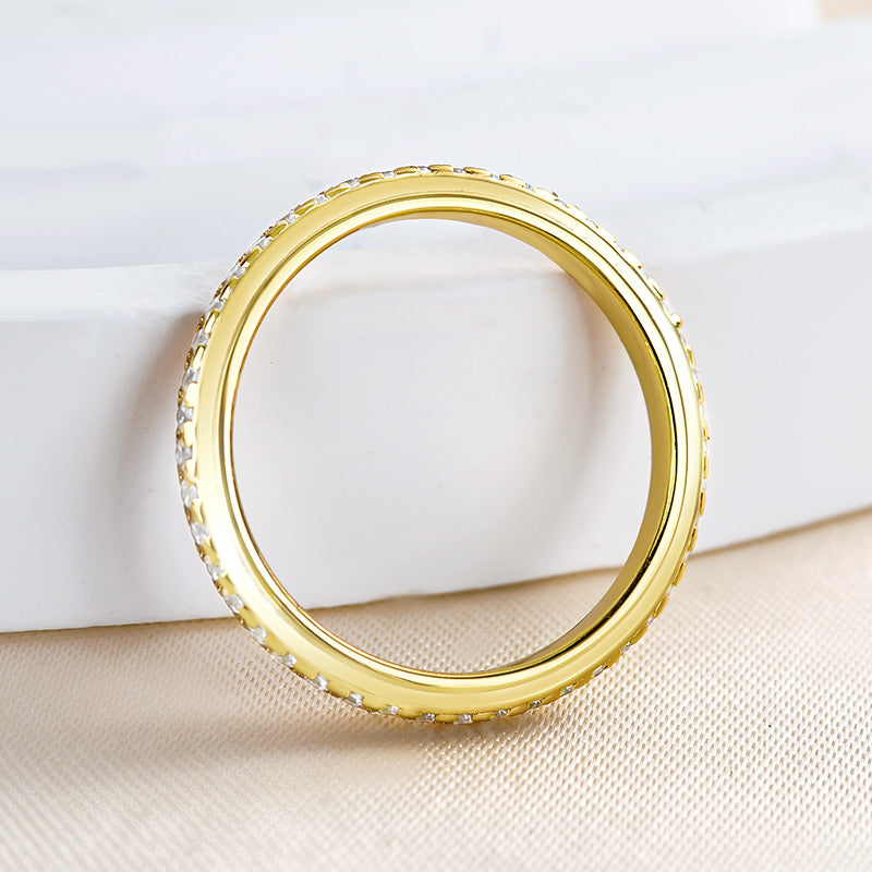 Desirable Yellow Gold Pave Wedding Band