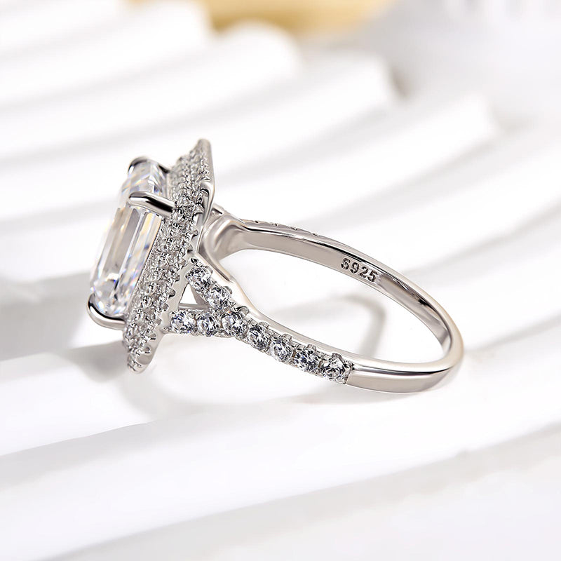 Ahabobo Classic Split Shank Halo Radiant Cut Engagement Ring