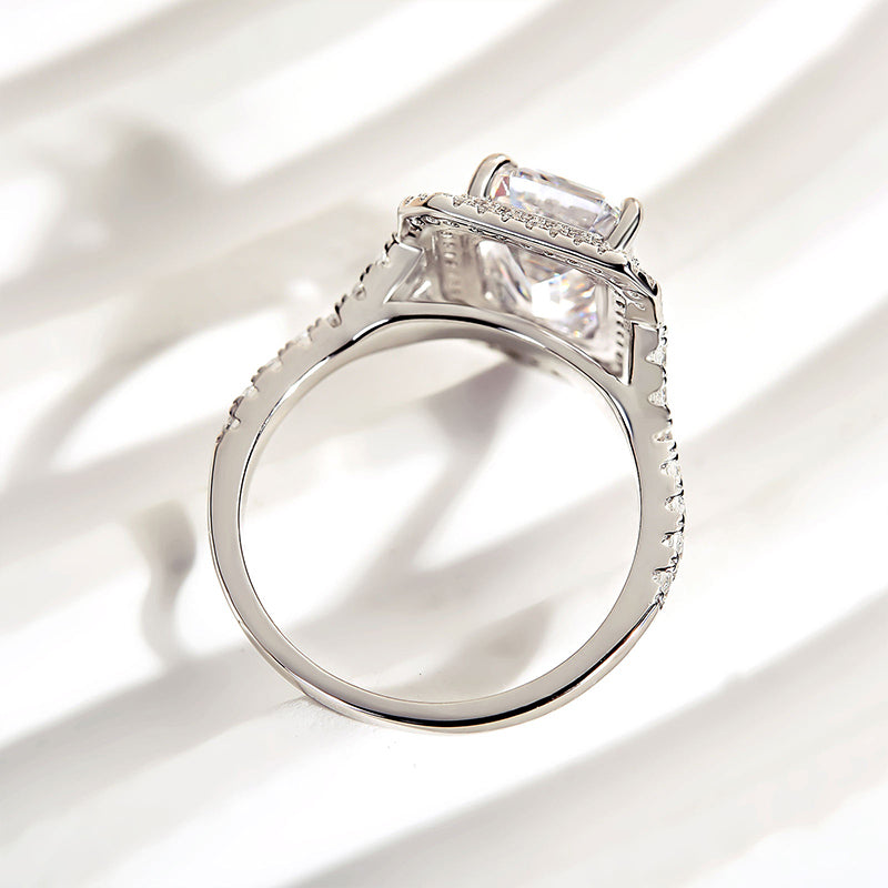 Ahabobo Classic Split Shank Halo Radiant Cut Engagement Ring