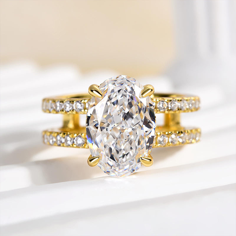 Ahabobo Special Oval Cut Split Shank Design Engagement Ring