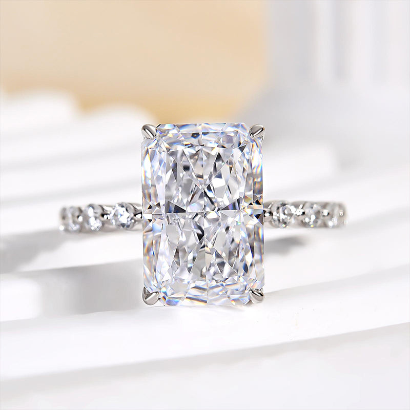 Ahabobo Elegant Radiant Cut Simulated Diamond Engagement Ring