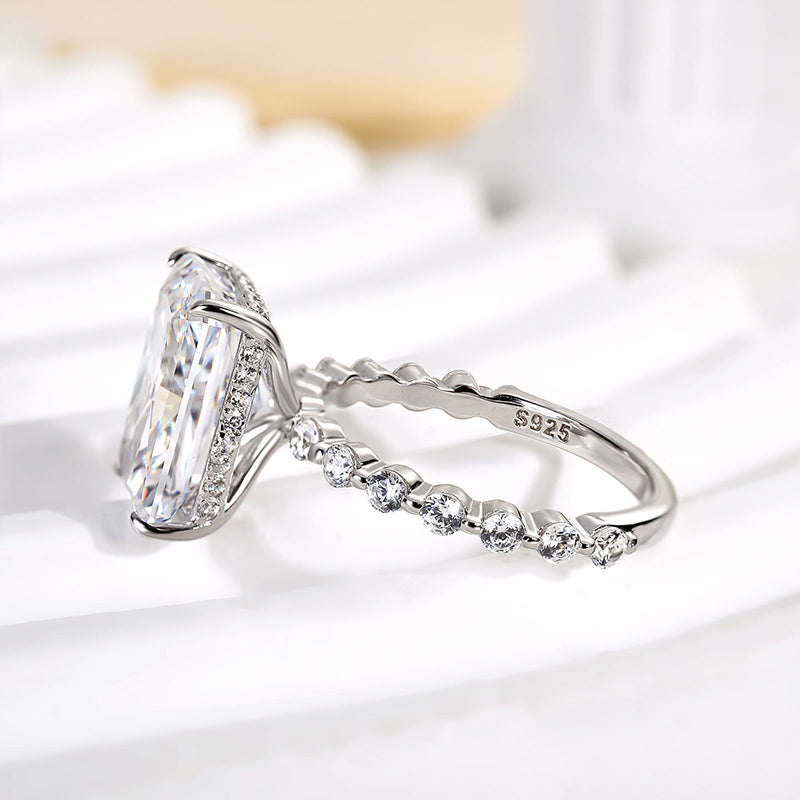 Ahabobo Elegant Radiant Cut Simulated Diamond Engagement Ring