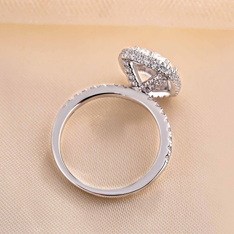 Elegant Halo Cushion Cut Engagement Ring In Sterling Silver