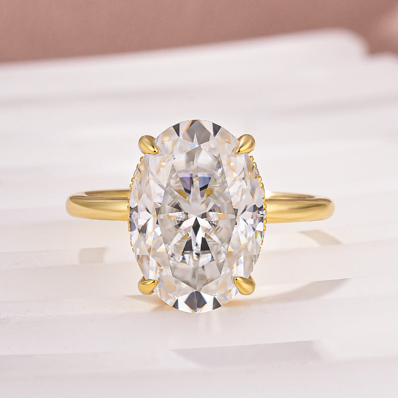 Moissanite Solitaire 5.50 Ct Oval Cut White Gold Promise Ring For Women