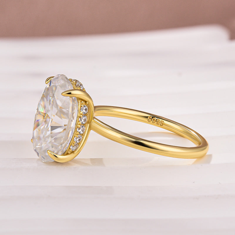 Moissanite Solitaire 5.50 Ct Oval Cut White Gold Promise Ring For Women
