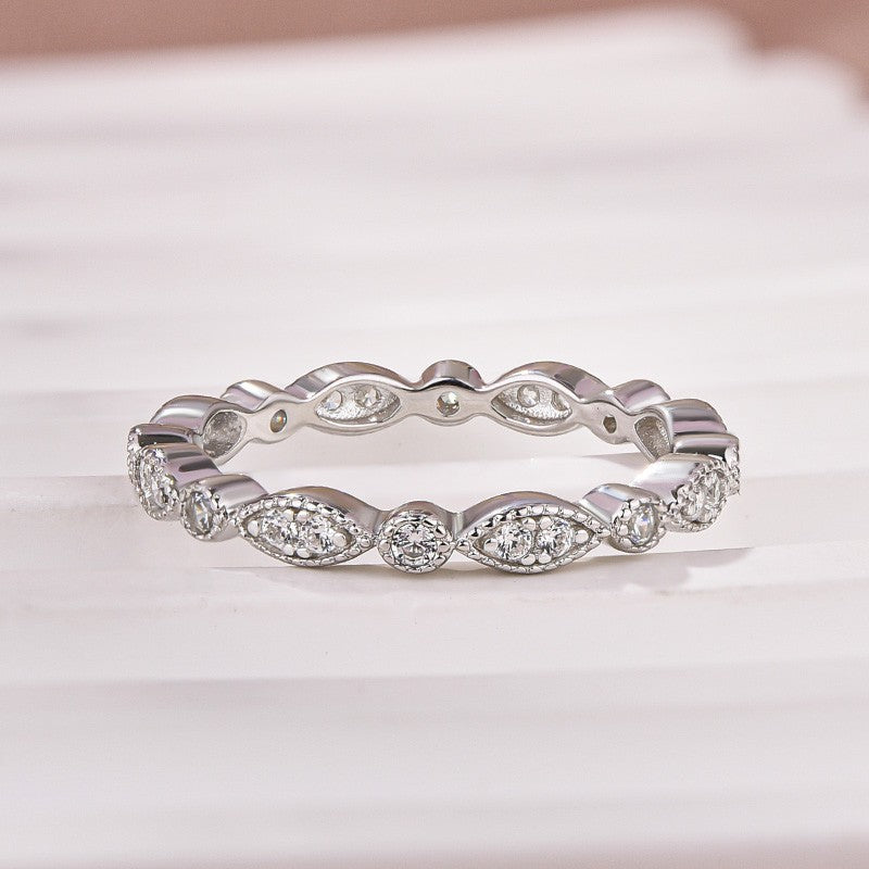 Moissanite 0.3Ct White Gold PavÃ© Eternity Wedding Ring