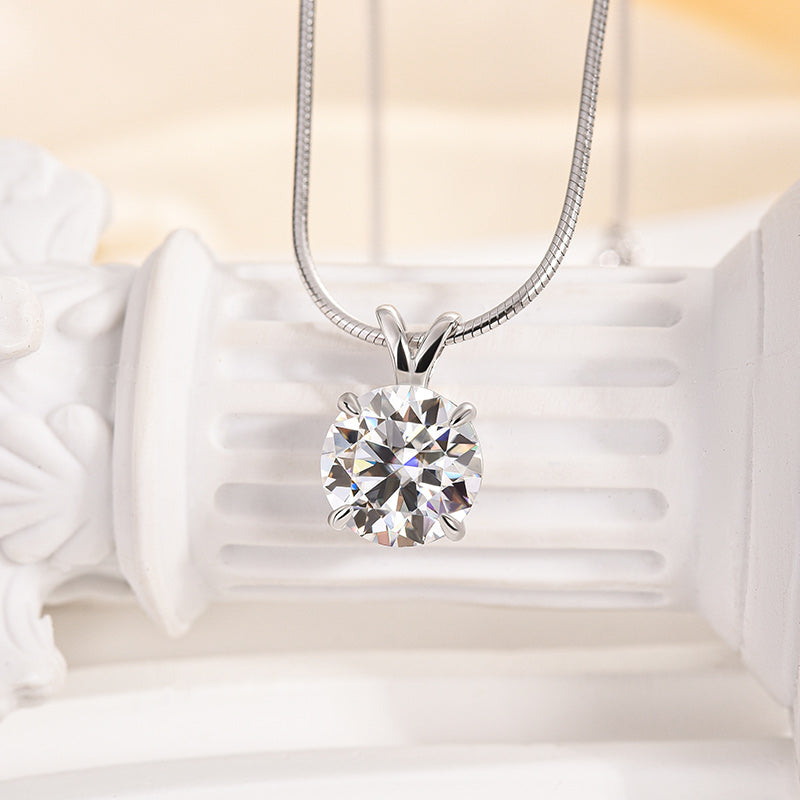 Maxine Moissanite 3.0 Carat Round Cut Necklace In Sterling Silver