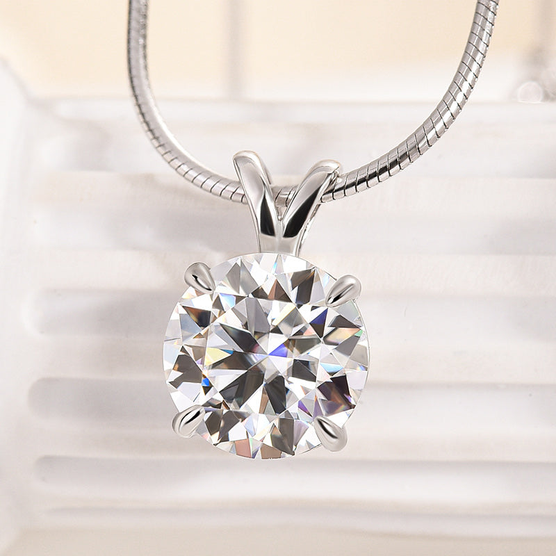 Maxine Moissanite 3.0 Carat Round Cut Necklace In Sterling Silver