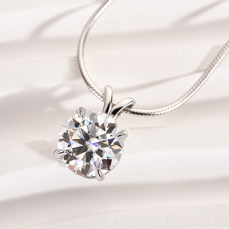 Maxine Moissanite 3.0 Carat Round Cut Necklace In Sterling Silver