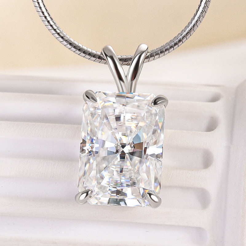 Maxine Moissanite 4.5 Carat Radiant Cut Pendant Necklace In Sterling Silver