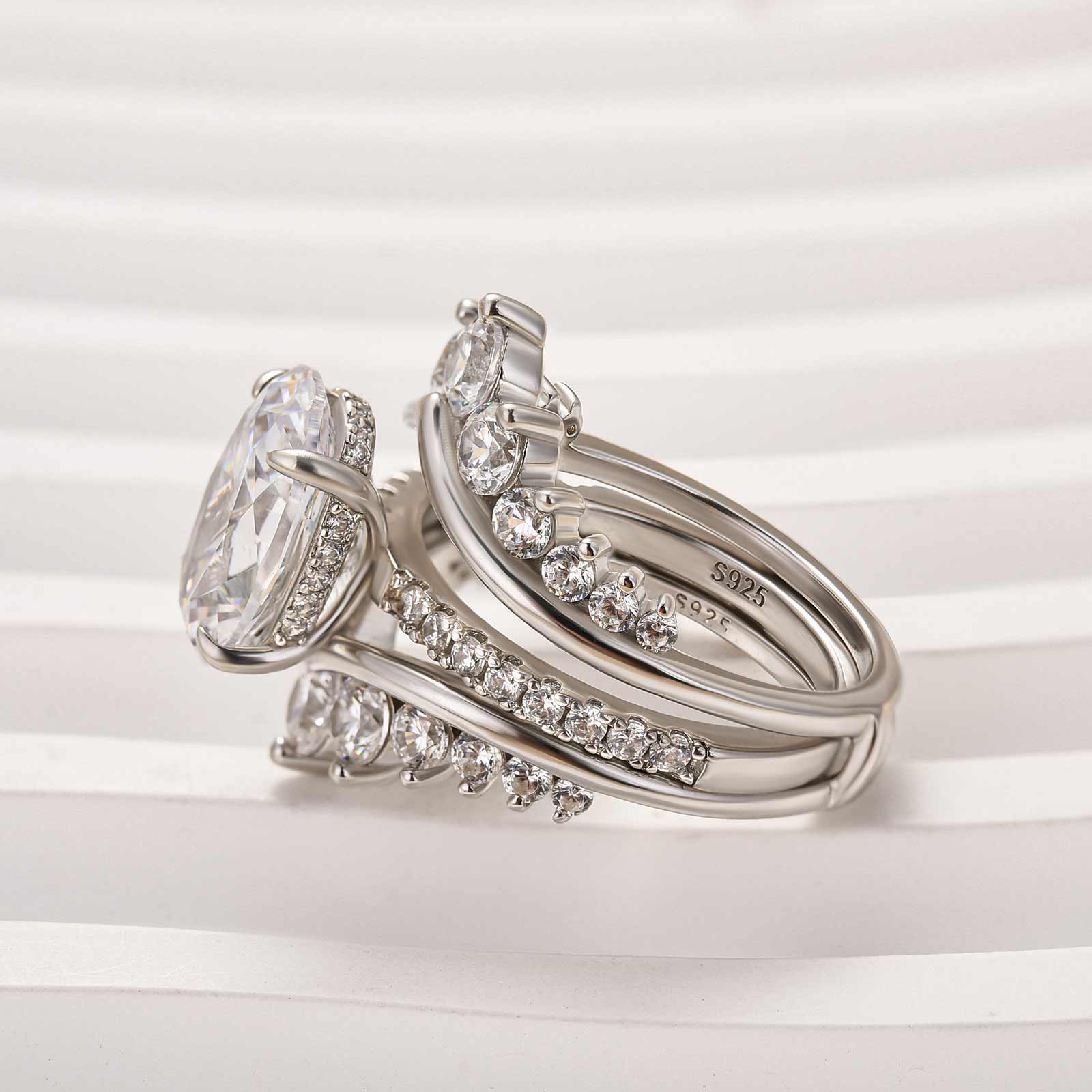 Exclusive 4.0Ct Oval Cut Wedding Ring Set Travel Ring With Jacket Wedding Band