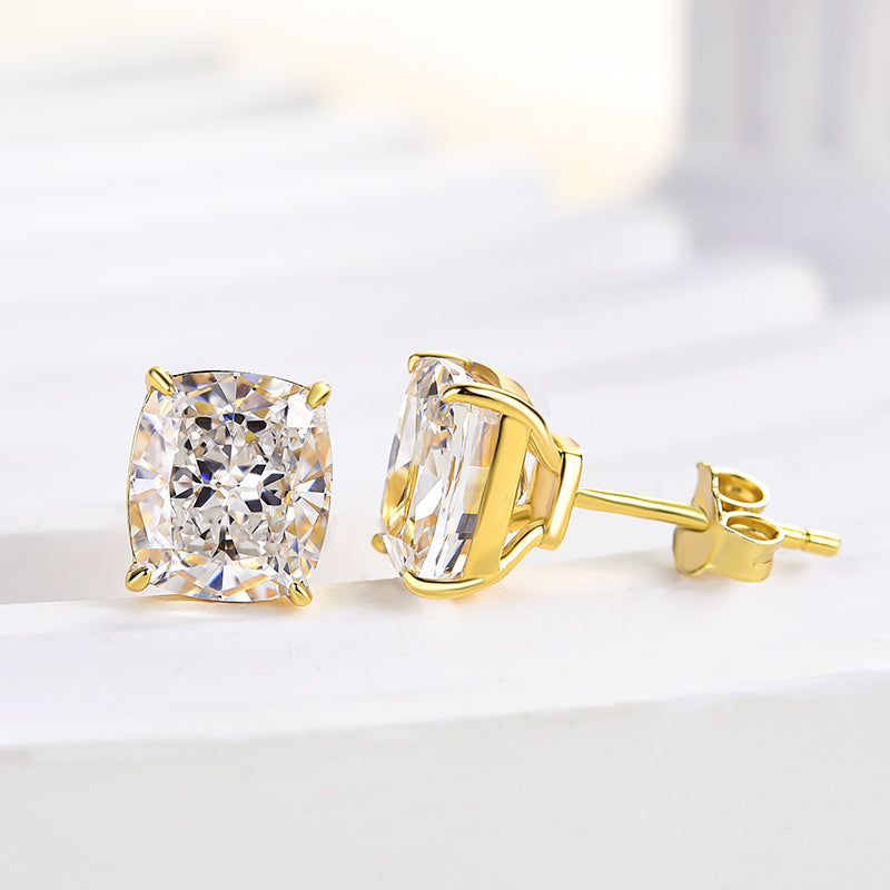 2.0Ct Classic Crushed Ice Cushion Cut Women's Stud Earrings In Sterling Silver