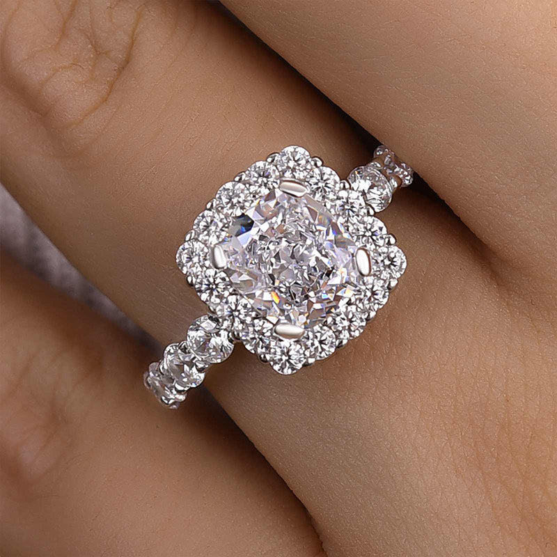 Precious Halo Crushed Ice Cushion Cut Engagement Ring