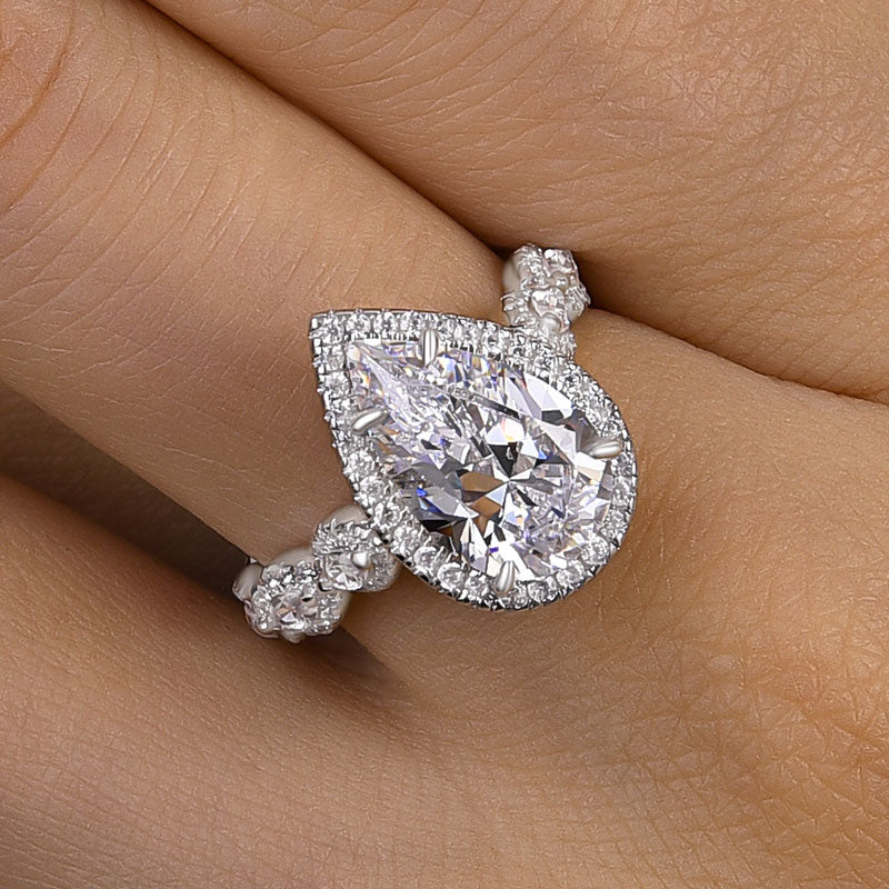 Noble Halo 4.0Ct Pear Cut Engagement Ring