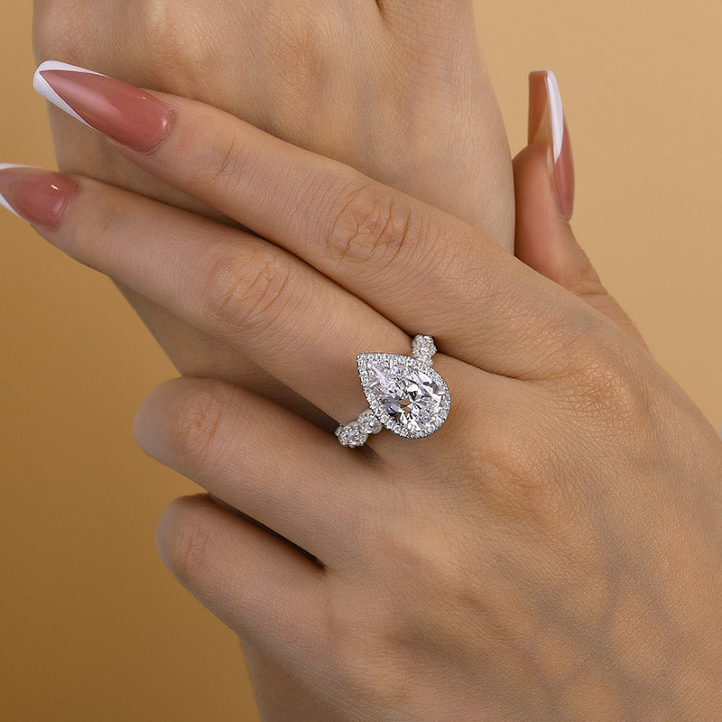 Noble Halo 4.0Ct Pear Cut Engagement Ring
