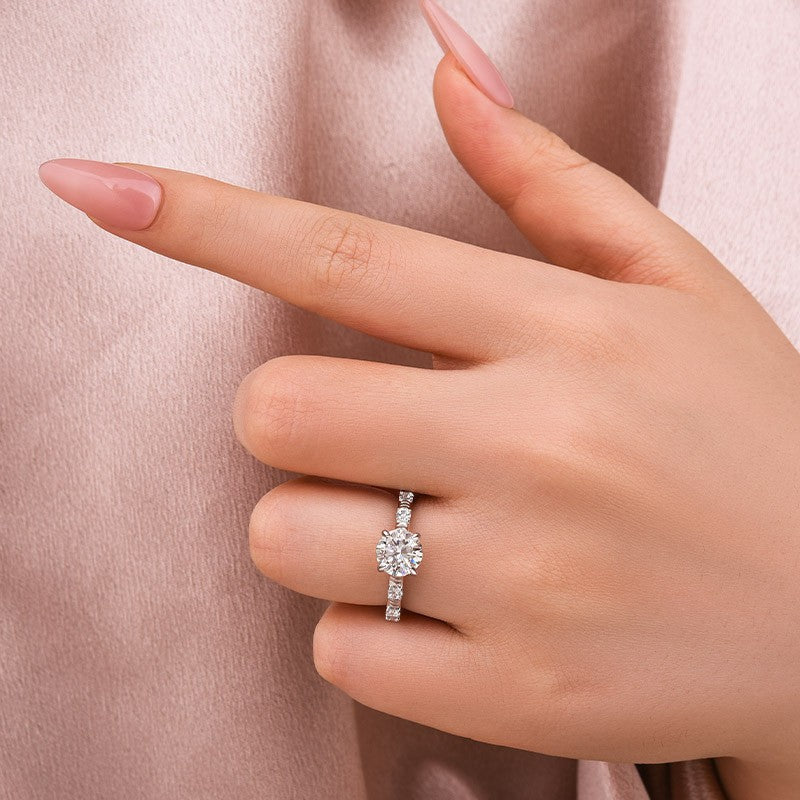 Moissanite 1.2 Ct Round Cut White Gold Engagement Ring