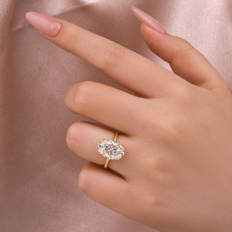 Moissanite Solitaire 5.50 Ct Oval Cut White Gold Promise Ring For Women