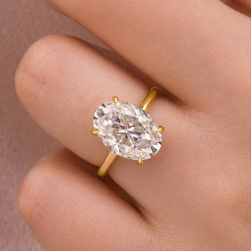 Moissanite Solitaire 5.50 Ct Oval Cut White Gold Promise Ring For Women