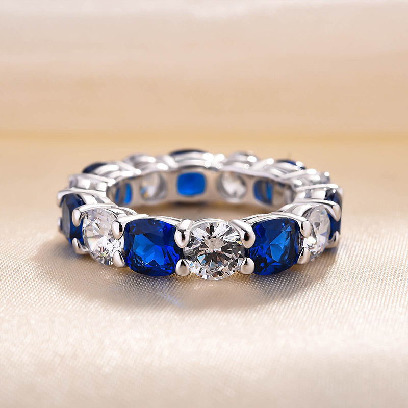Gorgeous Blue & White Sapphire Wedding Band For Women In Sterling Silver
