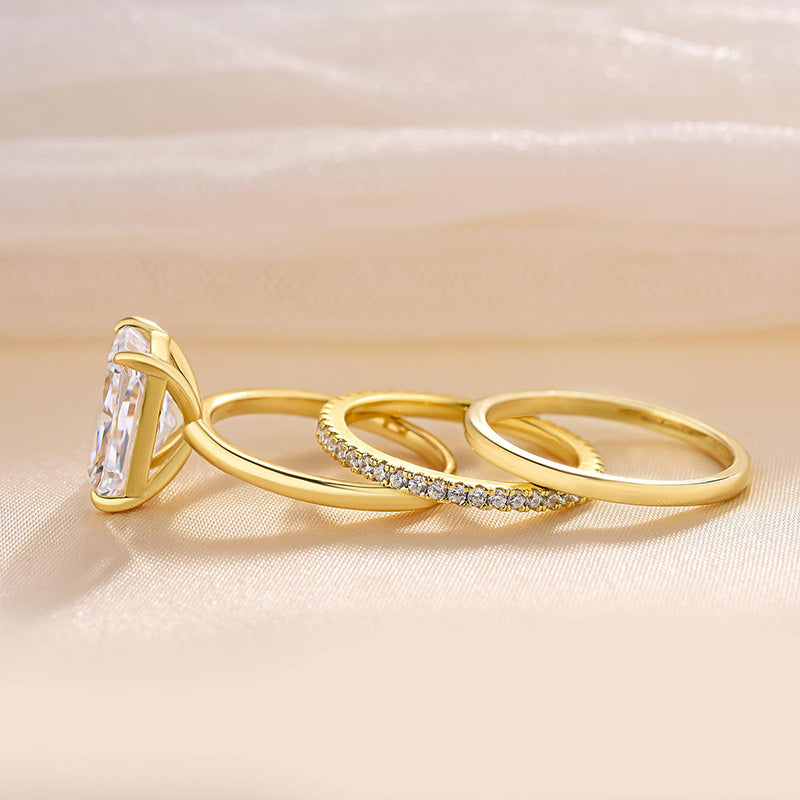 4.5Ct Classic Radiant Cut 3PC Wedding Ring Set