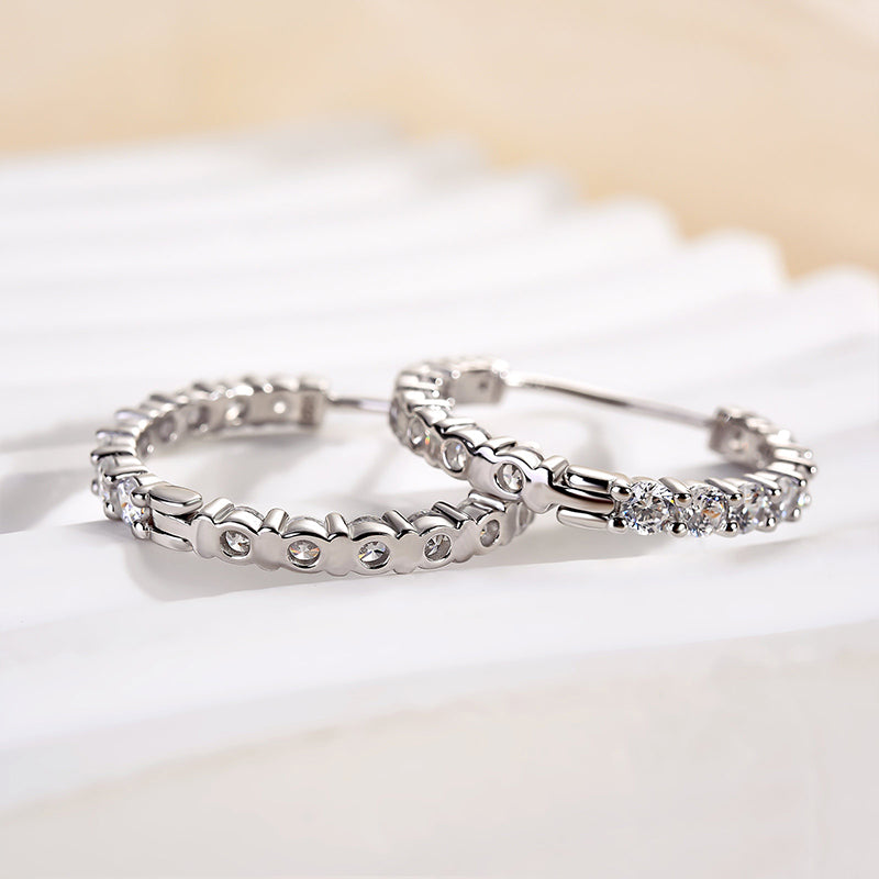 2.8CT Unique Hoop Earrings In Sterling Silver