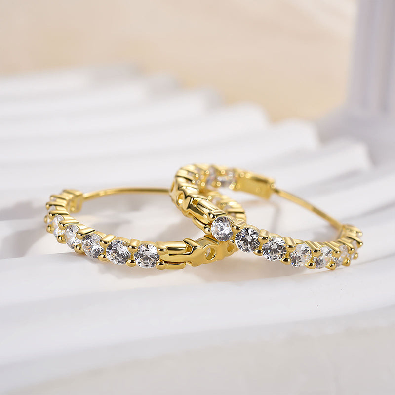 2.8CT Unique Hoop Earrings In Sterling Silver