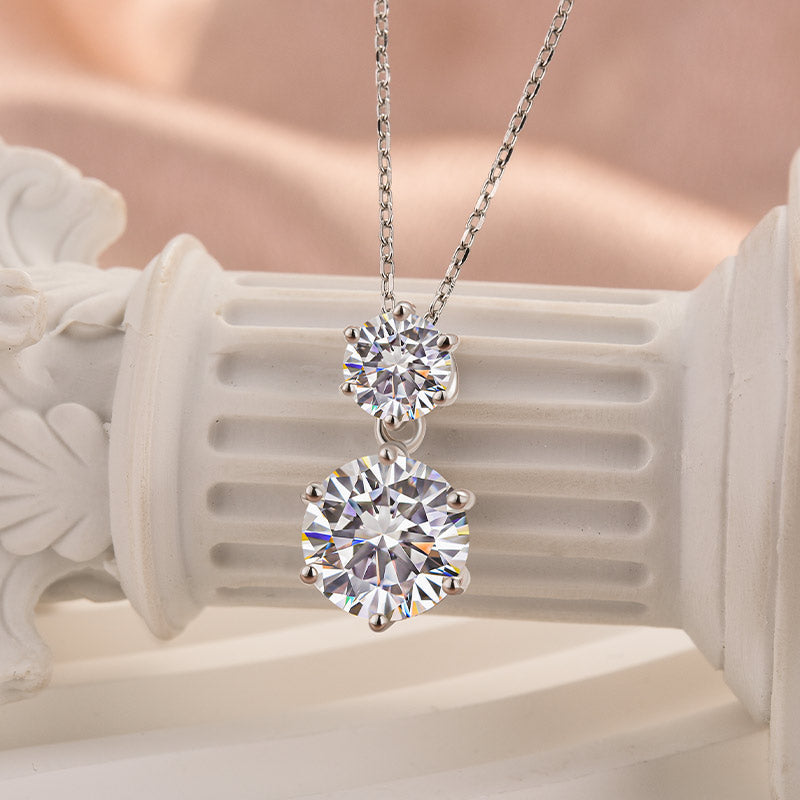 Maxine Moissanite 3.8 Ct Round Cut White Gold Pendant Necklace